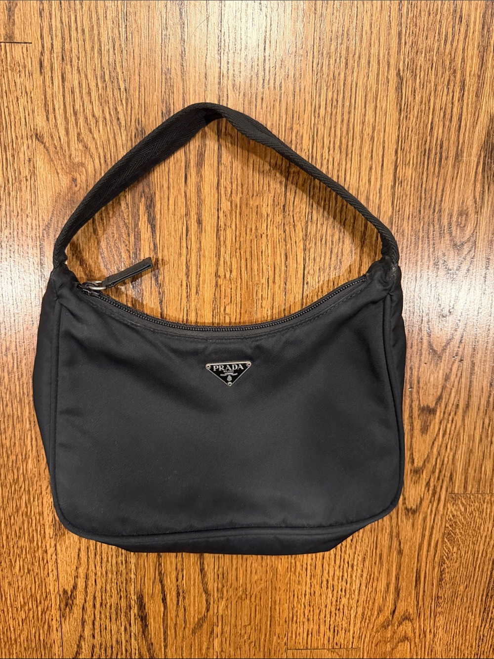 Prada Tessuto Black Nylon mini Shoulder Bag with Triangular Logo